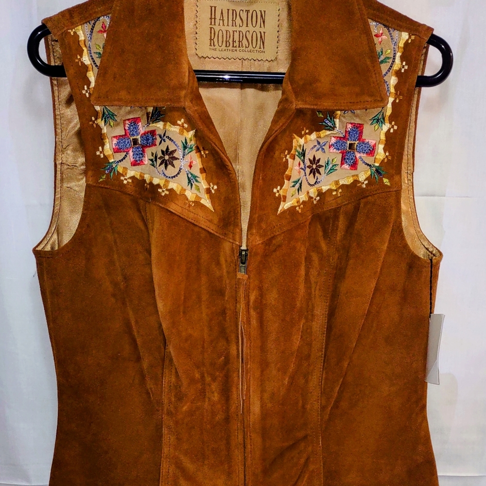 Vintage Embroidered Suede Vest